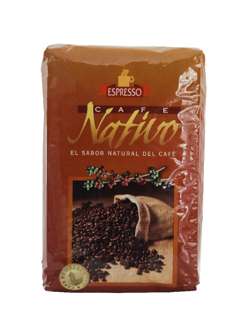 Paquete de café espresso Cafe Nativo grano molido